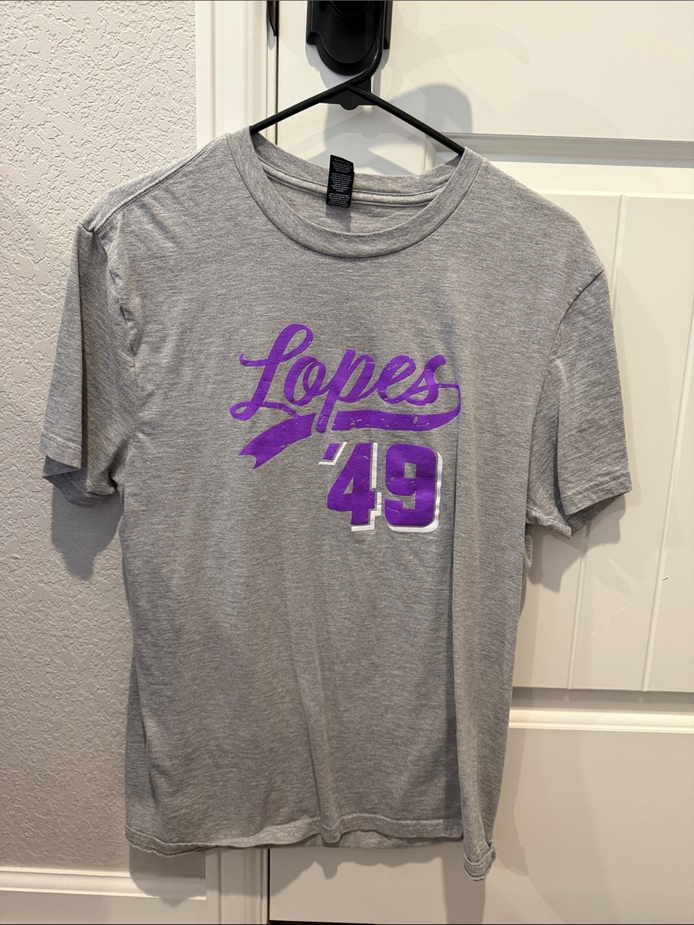 Gray 'Lopes 49' Graphic T-Shirt in Purple Print
